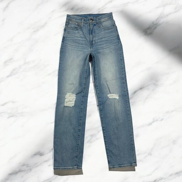 Madewell The Perfect Vintage Straight Jeans Size 25 Waist Danby Knee Rip ND515 - Picture 3 of 9